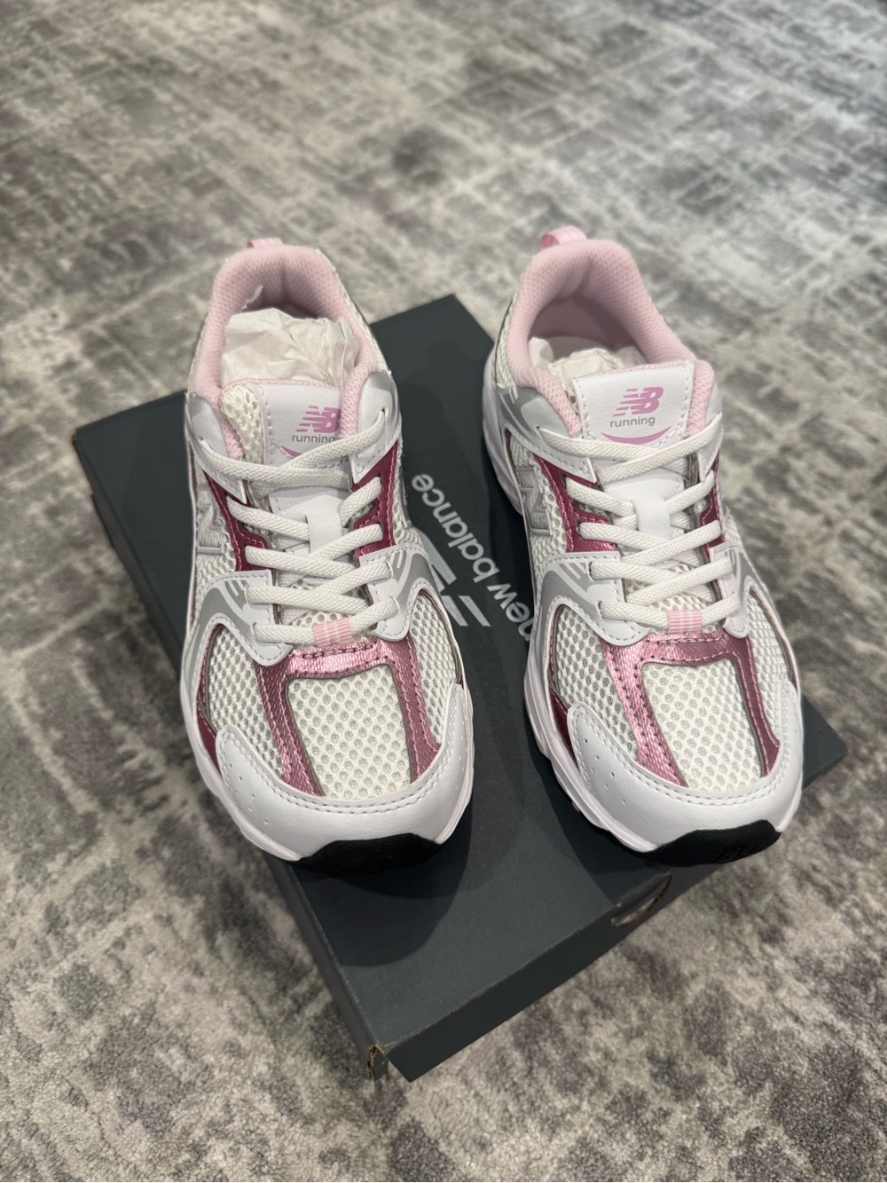 New Balance White & Light Pink Athletic Sneakers